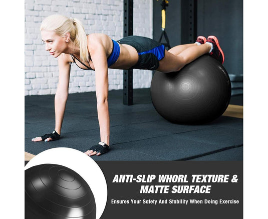 Translation missing: en.Black Anti-Burst Exercise Ball, Fitness &amp; Yoga Ball with Pump - Diametre 65 cm