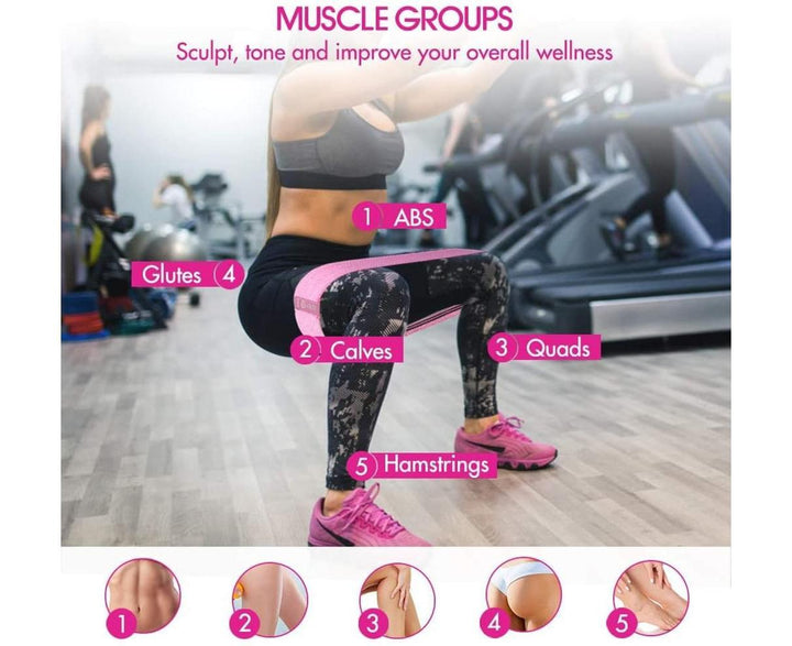Translation missing: en.Fitness band [set of 3] Fitness bands / resistance bands set Loop band for 3 resistance levels for buttocks and legs, resistance hip bands