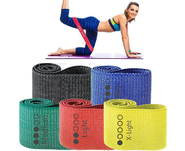Translation missing: en.Resistance Exercise Fabric Bands, Non-Slip Booty Workout Bands for Legs &amp; Butt and Glutes, 5 Levels Fitness Training Bands