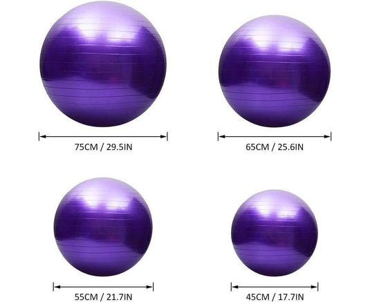 Translation missing: en.Purple Anti-Burst Exercise Ball, Pilates &amp; Yoga Ball with foot pump - Diametre 65cm