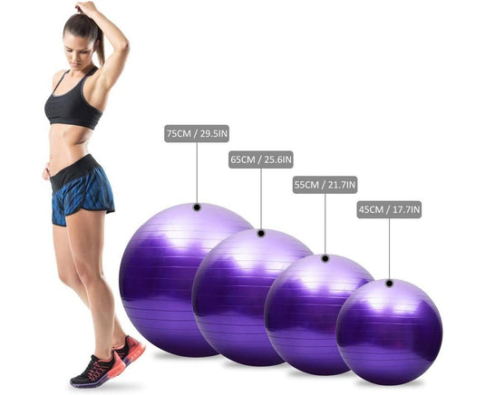 Translation missing: en.Purple Anti-Burst Exercise Ball, Pilates &amp; Yoga Ball with foot pump - Diametre 65cm