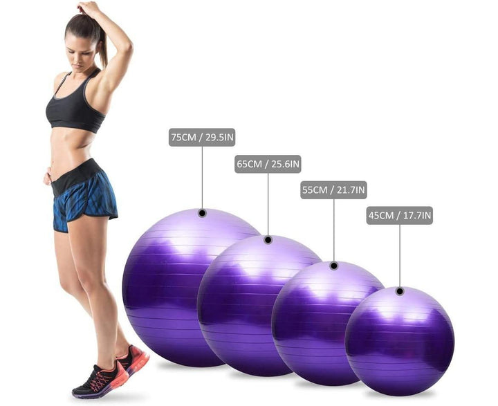 Translation missing: en.Purple Anti-Burst Exercise Ball, Pilates &amp; Yoga Ball with foot pump - Diametre 65cm