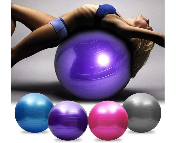 Translation missing: en.Purple Anti-Burst Exercise Ball, Pilates &amp; Yoga Ball with foot pump - Diametre 65cm