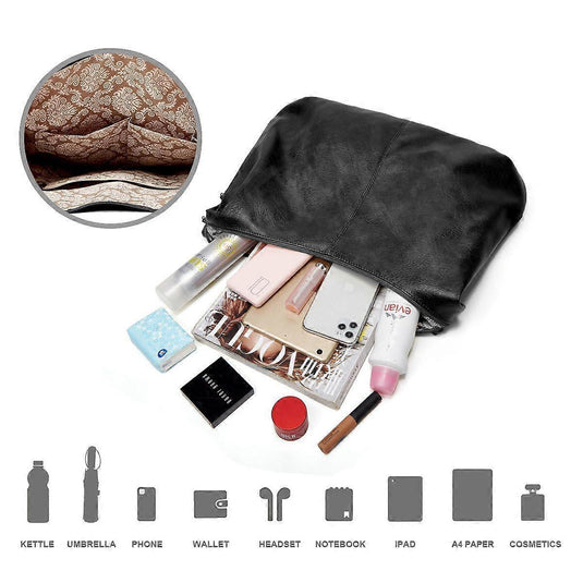 Translation missing: en.Women's Soft Leather Tote Bags 3pcs Fashion Handbag Wallet Shoulder Purse Set