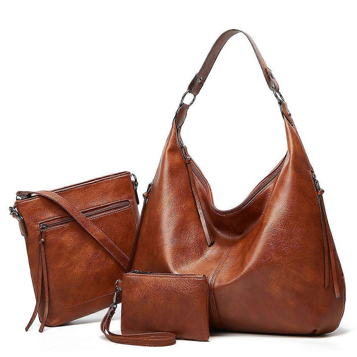 Translation missing: en.Women's Soft Leather Tote Bags 3pcs Fashion Handbag Wallet Shoulder Purse Set