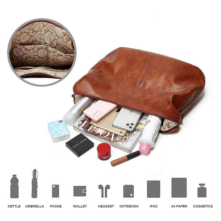 Translation missing: en.Women's Soft Leather Tote Bags 3pcs Fashion Handbag Wallet Shoulder Purse Set