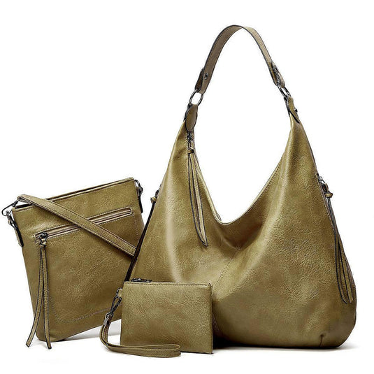 Translation missing: en.Women's Soft Leather Tote Bags 3pcs Fashion Handbag Wallet Shoulder Purse Set