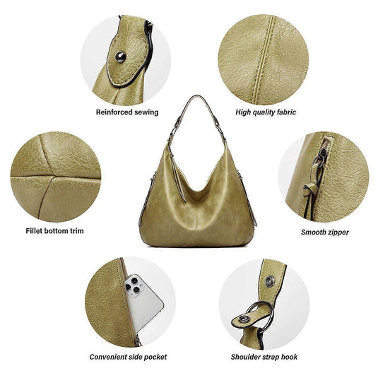 Translation missing: en.Women's Soft Leather Tote Bags 3pcs Fashion Handbag Wallet Shoulder Purse Set