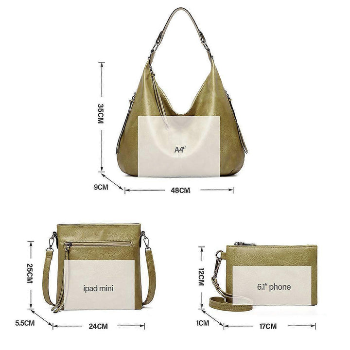 Translation missing: en.Women's Soft Leather Tote Bags 3pcs Fashion Handbag Wallet Shoulder Purse Set