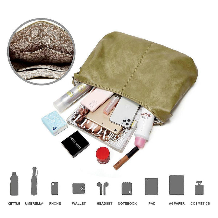Translation missing: en.Women's Soft Leather Tote Bags 3pcs Fashion Handbag Wallet Shoulder Purse Set