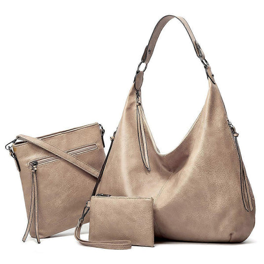 Translation missing: en.Women's Soft Leather Tote Bags 3pcs Fashion Handbag Wallet Shoulder Purse Set