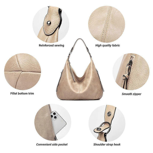 Translation missing: en.Women's Soft Leather Tote Bags 3pcs Fashion Handbag Wallet Shoulder Purse Set