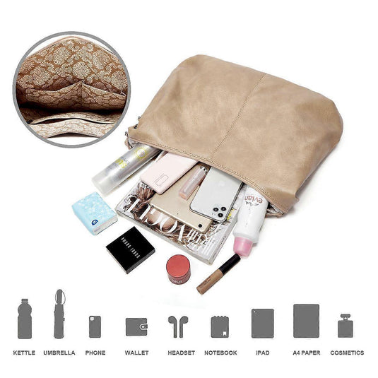 Translation missing: en.Women's Soft Leather Tote Bags 3pcs Fashion Handbag Wallet Shoulder Purse Set