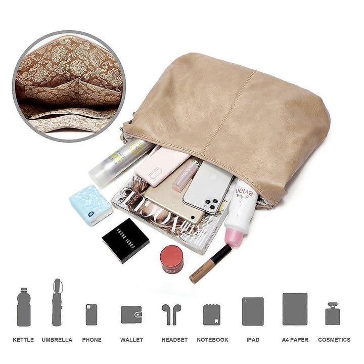 Translation missing: en.Women's Soft Leather Tote Bags 3pcs Fashion Handbag Wallet Shoulder Purse Set