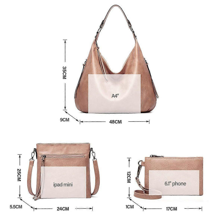 Translation missing: en.Women's Soft Leather Tote Bags 3pcs Fashion Handbag Wallet Shoulder Purse Set