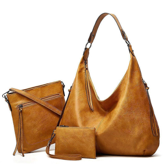 Translation missing: en.Women's Soft Leather Tote Bags 3pcs Fashion Handbag Wallet Shoulder Purse Set