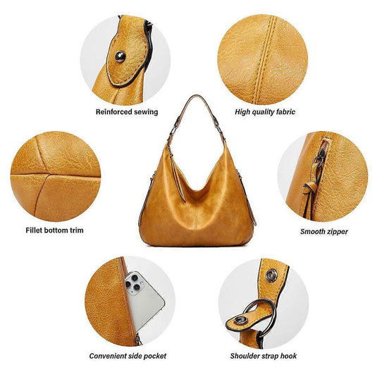 Translation missing: en.Women's Soft Leather Tote Bags 3pcs Fashion Handbag Wallet Shoulder Purse Set