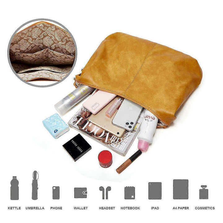 Translation missing: en.Women's Soft Leather Tote Bags 3pcs Fashion Handbag Wallet Shoulder Purse Set