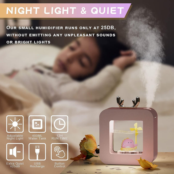 Translation missing: en.400ml Cool Mist Humidifier for Bedroom, Night Light Essential Oil Diffuser
