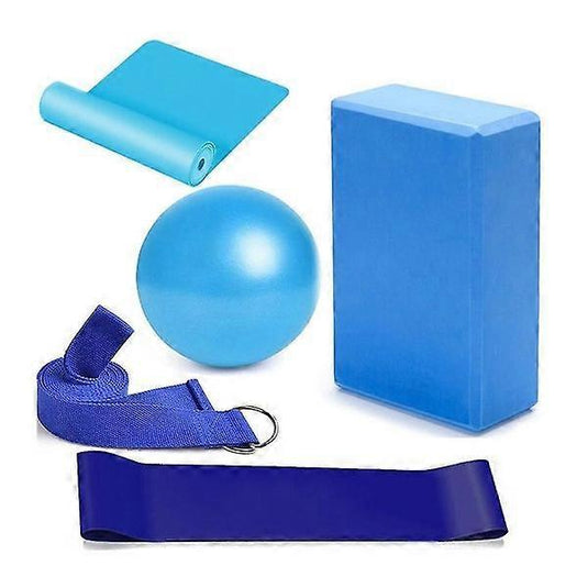 Translation missing: en.5pc Yoga Set - Yoga Ball, Block, Elastic Band, Stretch Band, Belt