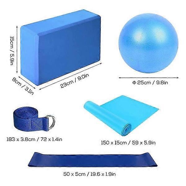 Translation missing: en.5pc Yoga Set - Yoga Ball, Block, Elastic Band, Stretch Band, Belt