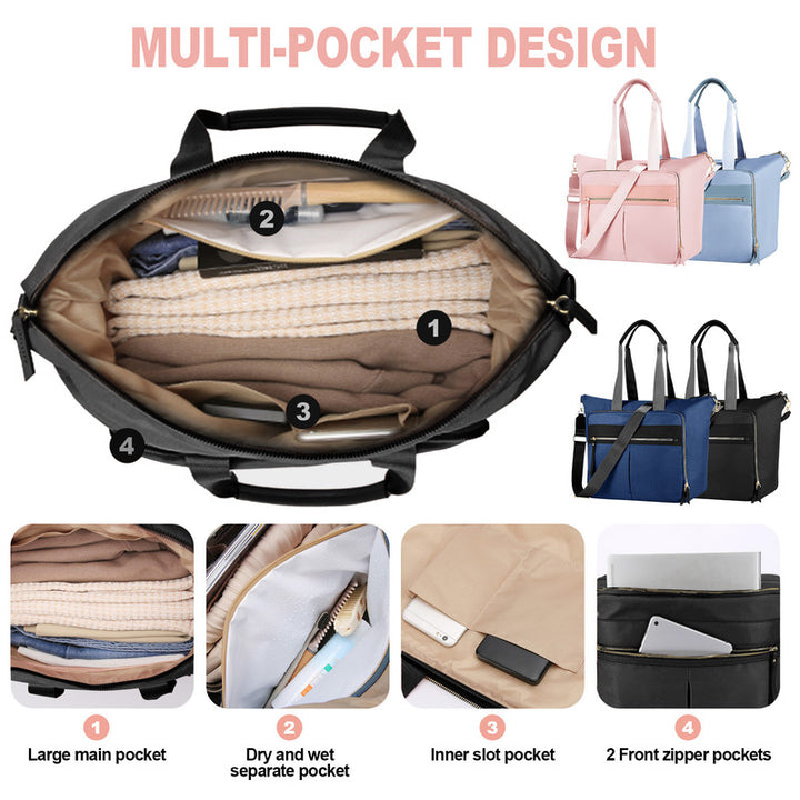 Translation missing: en.Travel Bag - Women's Travel Bag - Sports &amp; Fitness Bag - Yoga Bag - Sports Bag - Carry-On Luggage - Waterproof &amp; Durable - 40x21x34 cm - Dry/Wet Separation Luggage - Weekend Bag - black