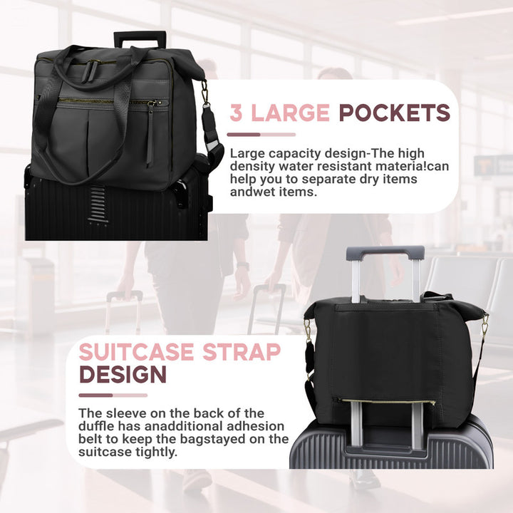 Translation missing: en.Travel Bag - Women's Travel Bag - Sports &amp; Fitness Bag - Yoga Bag - Sports Bag - Carry-On Luggage - Waterproof &amp; Durable - 40x21x34 cm - Dry/Wet Separation Luggage - Weekend Bag - black