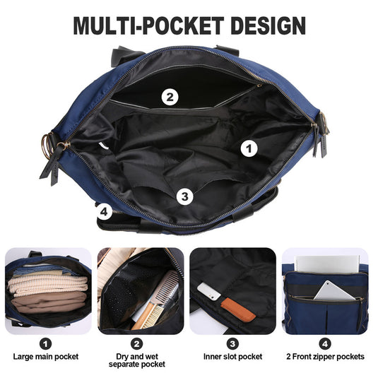 Translation missing: en.Travel Bag - Women's Travel Bag - Sports &amp; Fitness Bag - Yoga Bag - Sports Bag - Carry-On Luggage - Waterproof &amp; Durable - 40x21x34 cm - Dry/Wet Separation Luggage - Weekend Bag - Dark blue