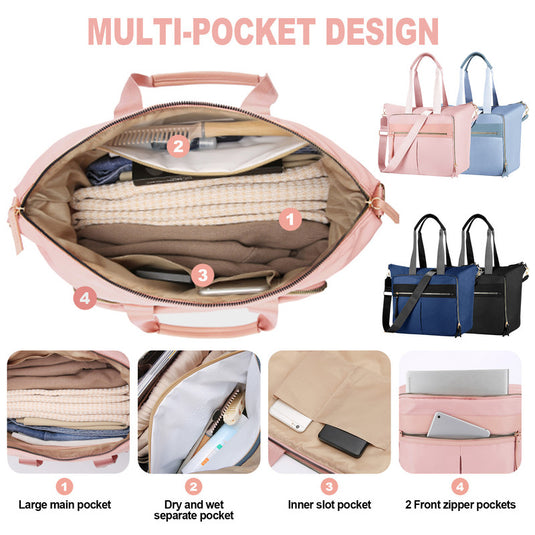 Translation missing: en.Travel Bag - Women's Travel Bag - Sports &amp; Fitness Bag - Yoga Bag - Sports Bag - Carry-On Luggage - Waterproof &amp; Durable - 40x21x34 cm - Dry/Wet Separation Luggage - Weekend Bag - Pink