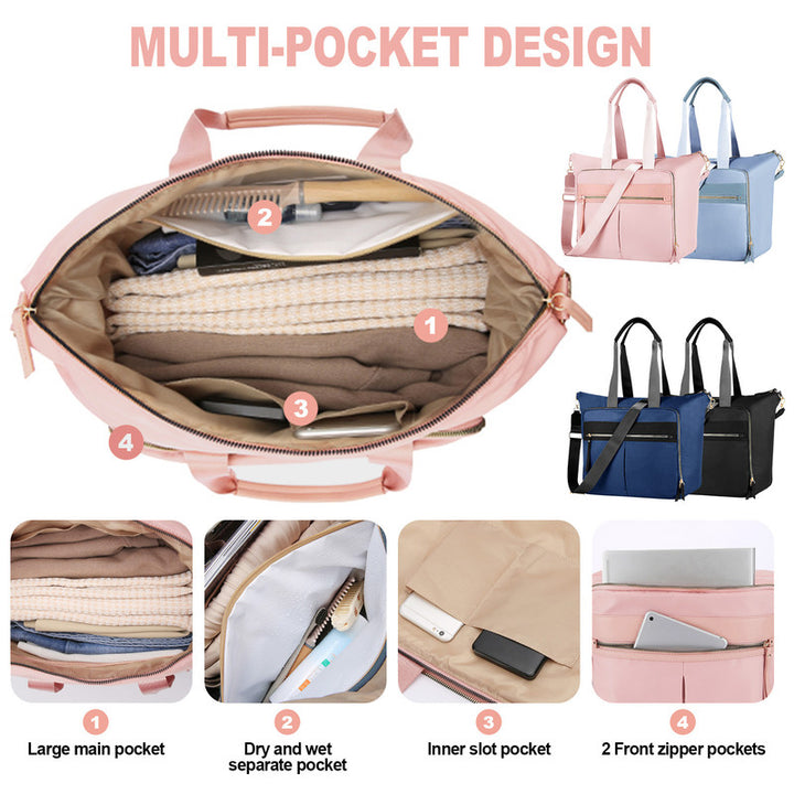 Translation missing: en.Travel Bag - Women's Travel Bag - Sports &amp; Fitness Bag - Yoga Bag - Sports Bag - Carry-On Luggage - Waterproof &amp; Durable - 40x21x34 cm - Dry/Wet Separation Luggage - Weekend Bag - Pink