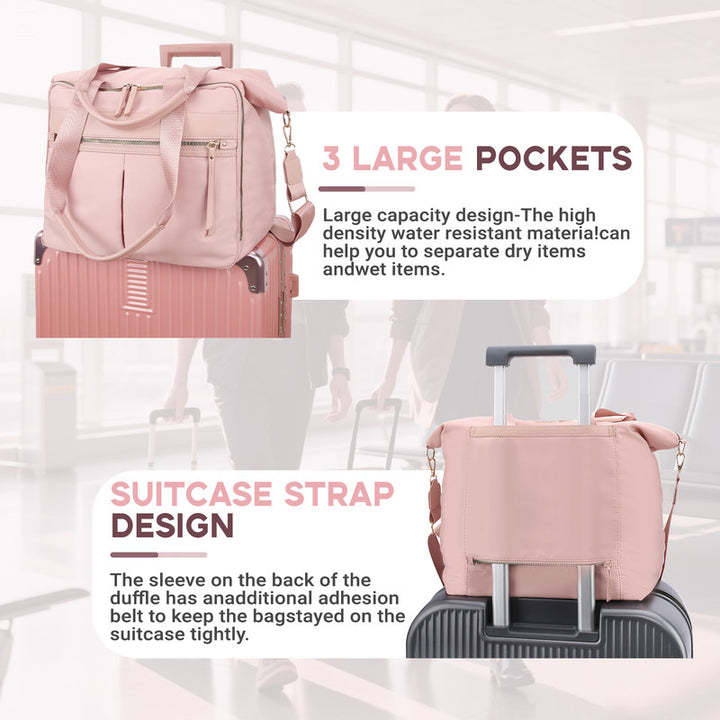 Translation missing: en.Travel Bag - Women's Travel Bag - Sports &amp; Fitness Bag - Yoga Bag - Sports Bag - Carry-On Luggage - Waterproof &amp; Durable - 40x21x34 cm - Dry/Wet Separation Luggage - Weekend Bag - Pink
