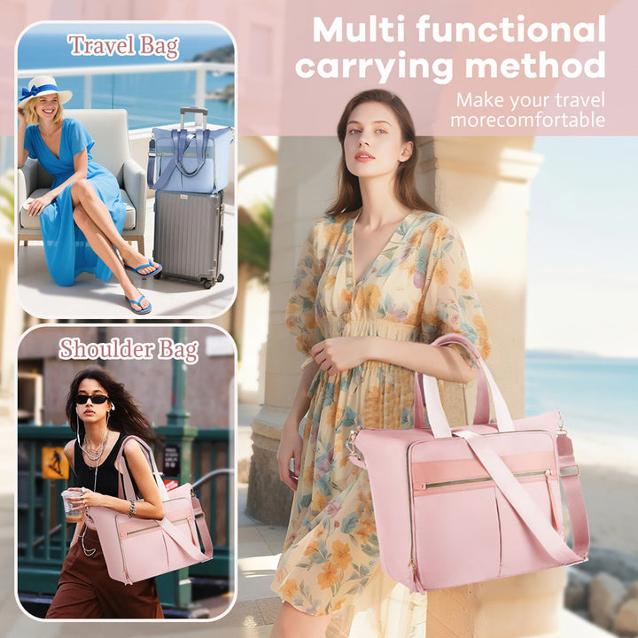 Translation missing: en.Travel Bag - Women's Travel Bag - Sports &amp; Fitness Bag - Yoga Bag - Sports Bag - Carry-On Luggage - Waterproof &amp; Durable - 40x21x34 cm - Dry/Wet Separation Luggage - Weekend Bag - Pink