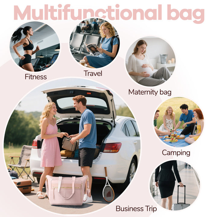 Translation missing: en.Travel Bag - Women's Travel Bag - Sports &amp; Fitness Bag - Yoga Bag - Sports Bag - Carry-On Luggage - Waterproof &amp; Durable - 40x21x34 cm - Dry/Wet Separation Luggage - Weekend Bag - Pink
