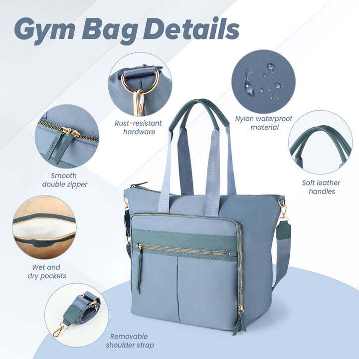 Translation missing: en.Travel Bag - Women's Travel Bag - Sports &amp; Fitness Bag - Yoga Bag - Sports Bag - Carry-On Luggage - Waterproof &amp; Durable - 40x21x34 cm - Dry/Wet Separation Luggage - Weekend Bag - sky blue