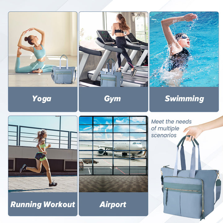 Translation missing: en.Travel Bag - Women's Travel Bag - Sports &amp; Fitness Bag - Yoga Bag - Sports Bag - Carry-On Luggage - Waterproof &amp; Durable - 40x21x34 cm - Dry/Wet Separation Luggage - Weekend Bag - sky blue