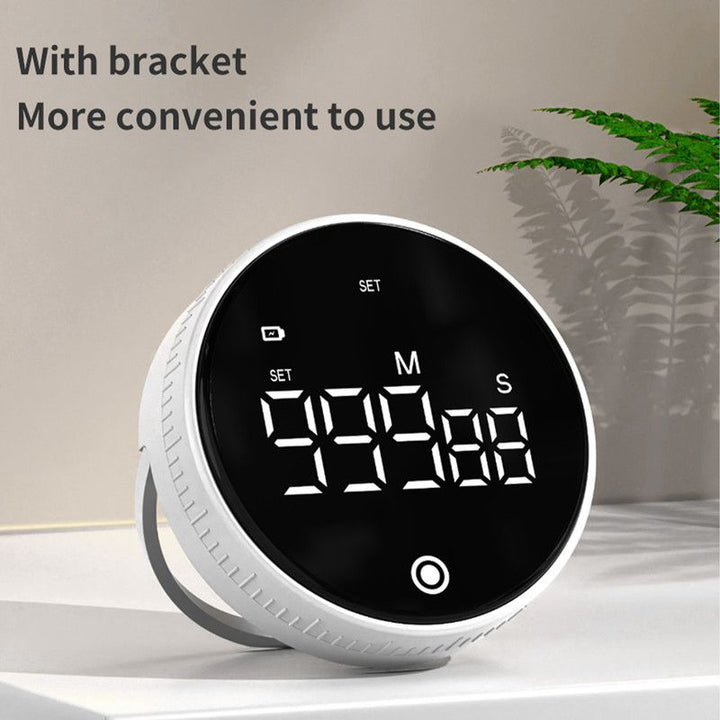 Translation missing: en.Rotating Digital Kitchen Timer, 999-Minute LED Display Timer with Magnetic Back &amp; Stand, Type-C, for Studying and Exercising—White
