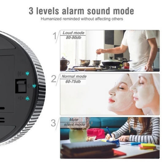 Translation missing: en.Rotating Magnetic Digital Timer, LCD Display Kitchen Timer with 3 Volume Levels, for Cooking, Studying, and Office Use—Black