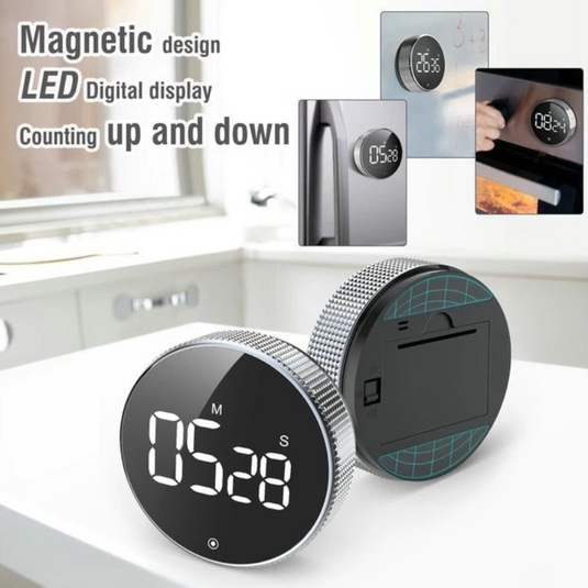 Translation missing: en.Rotating Magnetic Digital Timer, LCD Display Kitchen Timer with 3 Volume Levels, for Cooking, Studying, and Office Use—Black