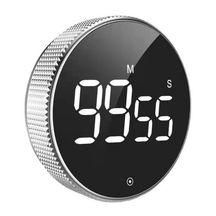 Translation missing: en.Rotating Magnetic Digital Timer, LCD Display Kitchen Timer with 3 Volume Levels, for Cooking, Studying, and Office Use—Silver
