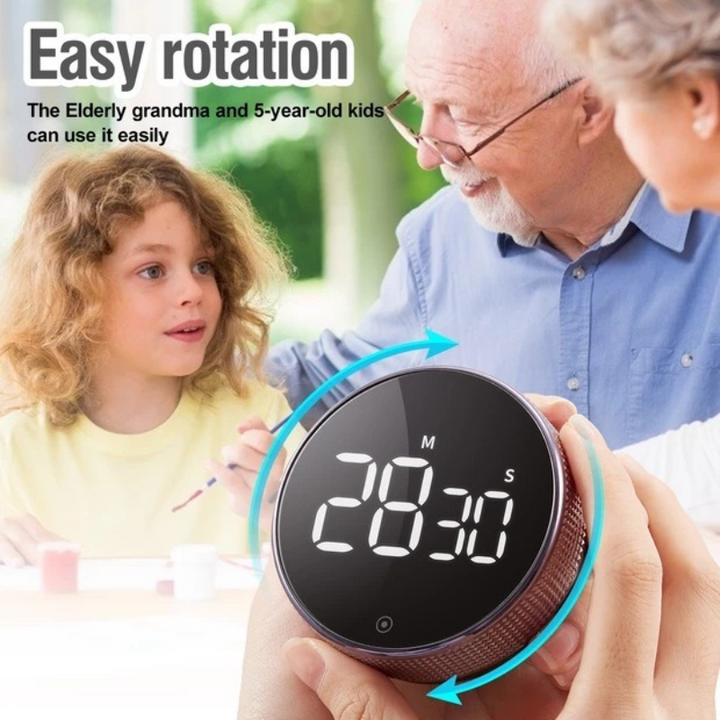 Translation missing: en.Rotating Magnetic Digital Timer, LCD Display Kitchen Timer with 3 Volume Levels, for Cooking, Studying, and Office Use—Silver