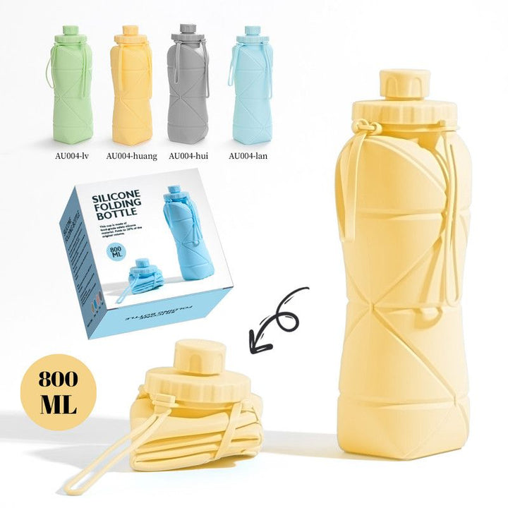 Translation missing: en.800ml Large-Capacity Food-Grade Silicone Collapsible Water Cup, Portable Outdoor High-Temperature Resistant Water Bottle, Travel &amp; Camping Compressible Water Bottle, Travel Water Cup - Yellow