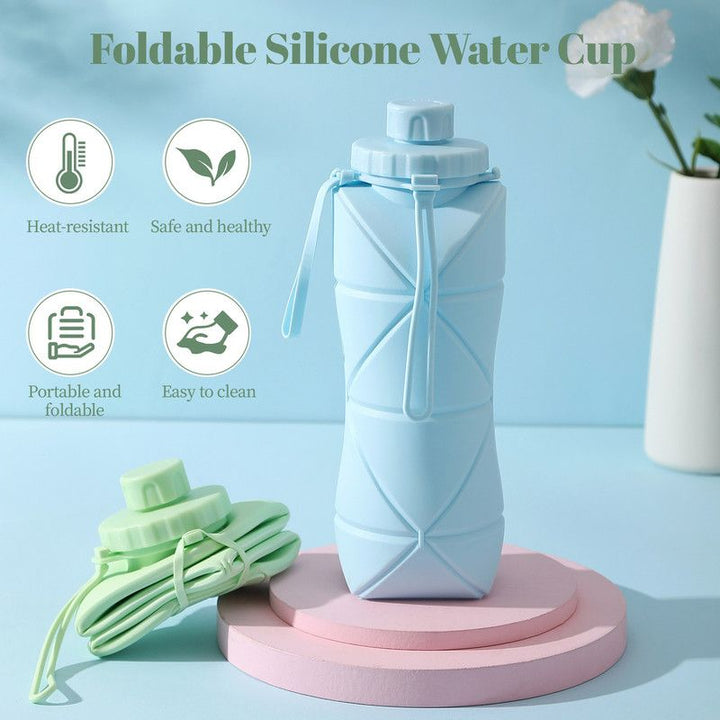 Translation missing: en.800ml Large-Capacity Food-Grade Silicone Collapsible Water Cup, Portable Outdoor High-Temperature Resistant Water Bottle, Travel &amp; Camping Compressible Water Bottle, Travel Water Cup - Yellow