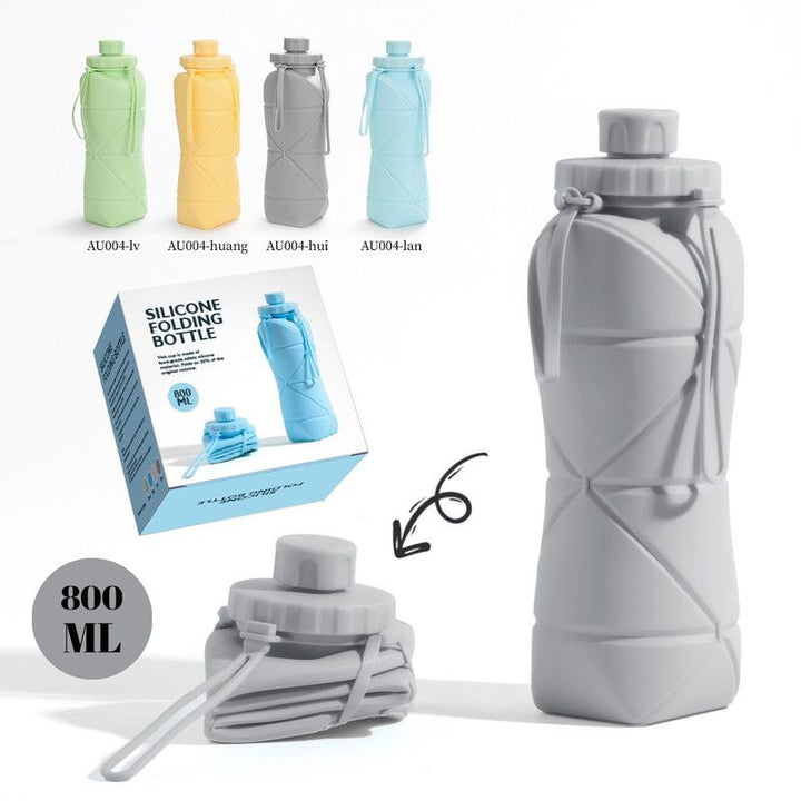 Translation missing: en.800ml Large-Capacity Food-Grade Silicone Folding Water Cup, Portable Outdoor High-Temperature Resistant Water Bottle, Travel and Camping Compressible Water Bottle, Travel Water Cup - Gray