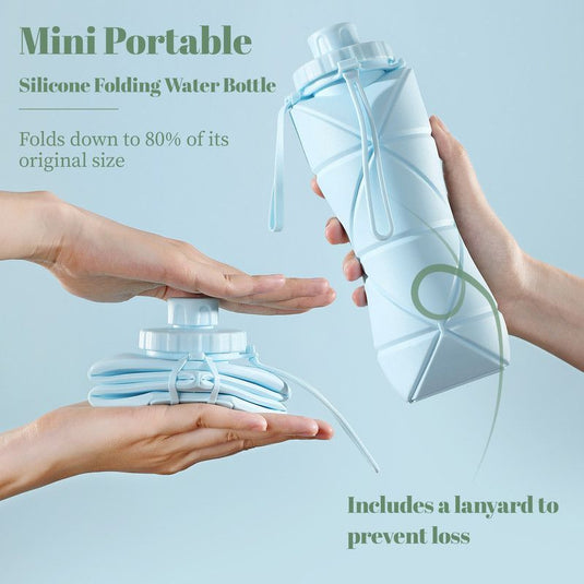 Translation missing: en.800ml Large-Capacity Food-Grade Silicone Folding Water Cup, Portable Outdoor High-Temperature Resistant Water Bottle, Travel and Camping Compressible Water Bottle, Travel Water Cup - Gray