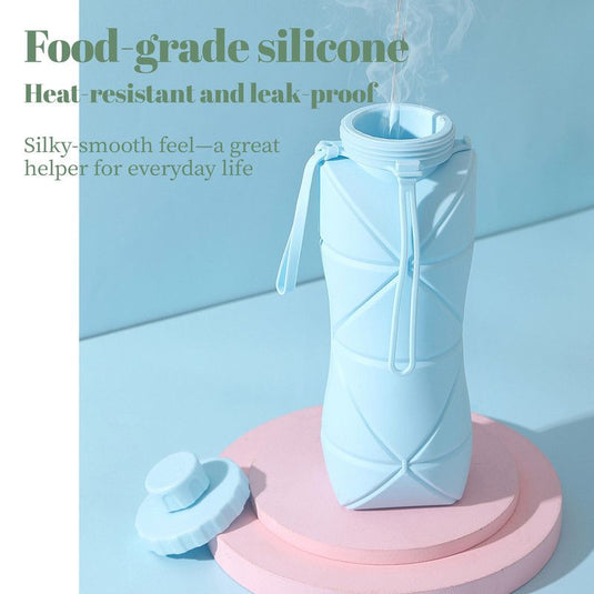 Translation missing: en.800ml Large-Capacity Food-Grade Silicone Folding Water Cup, Portable Outdoor High-Temperature Resistant Water Bottle, Travel and Camping Compressible Water Bottle, Travel Water Cup - Gray