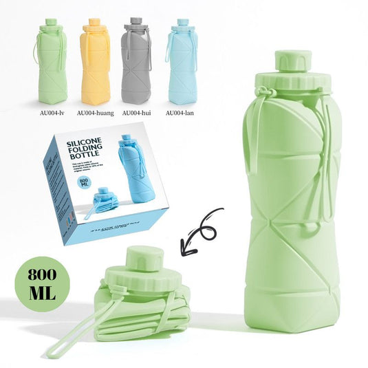 Translation missing: en.800ml Large-Capacity Food-Grade Silicone Folding Water Cup, Portable Outdoor High-Temperature Resistant Water Bottle, Travel and Camping Compressible Water Bottle, Travel Water Cup - Green