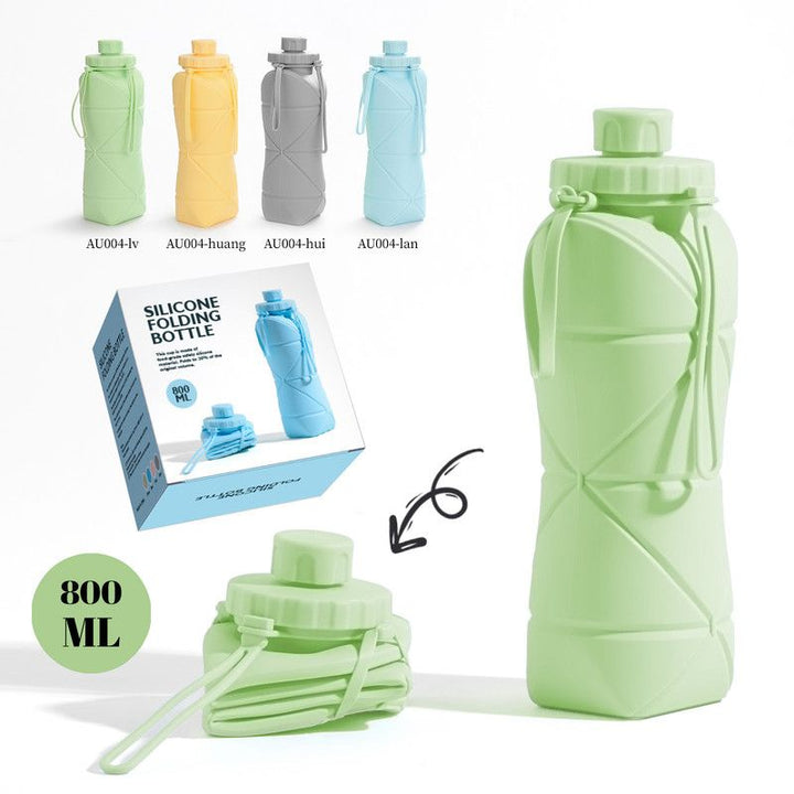 Translation missing: en.800ml Large-Capacity Food-Grade Silicone Folding Water Cup, Portable Outdoor High-Temperature Resistant Water Bottle, Travel and Camping Compressible Water Bottle, Travel Water Cup - Green