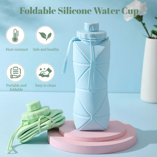 Translation missing: en.800ml Large-Capacity Food-Grade Silicone Folding Water Cup, Portable Outdoor High-Temperature Resistant Water Bottle, Travel and Camping Compressible Water Bottle, Travel Water Cup - Green