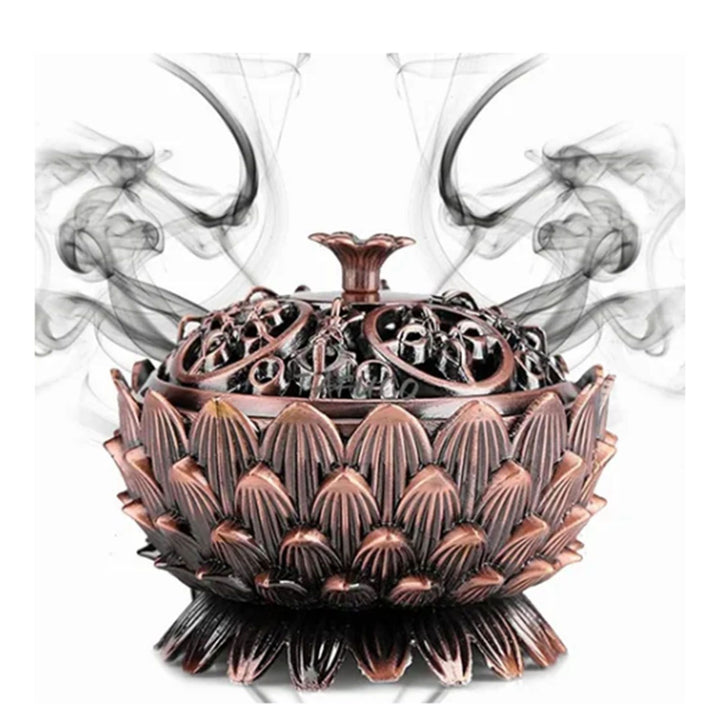 Translation missing: en.Lotus Incense Burner Zinc Alloy Cone Incense Holder Burner Small Incense Holder Ornaments for Home Decoration Brown