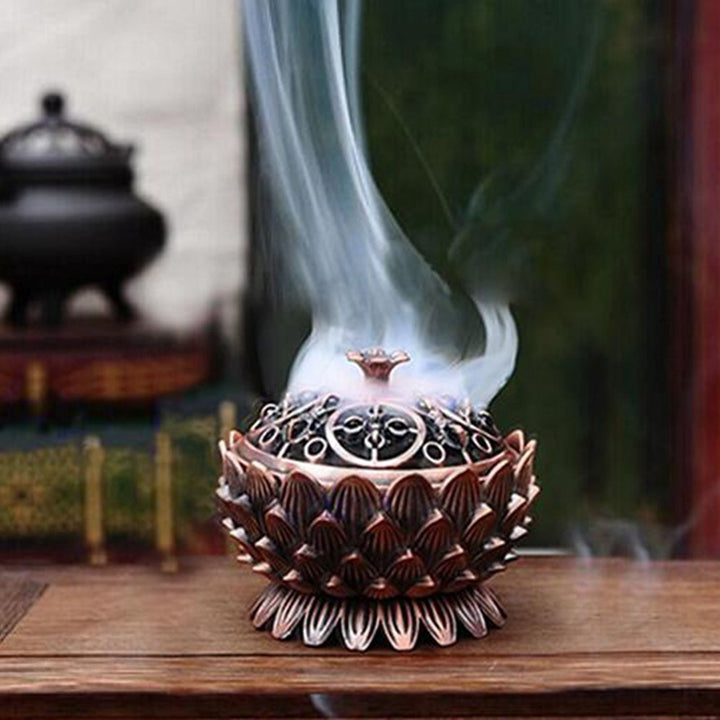 Translation missing: en.Lotus Incense Burner Zinc Alloy Cone Incense Holder Burner Small Incense Holder Ornaments for Home Decoration Brown